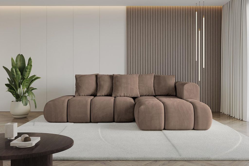 ALTDECOR Ecksofa mit Schlaffunktion und Bettkasten CLOUD-L-v1 280x185x90 Braun - Corner Sofa Bett Eckcouch Couch L-Form Schlafcouch Ausziehbar Wohn...