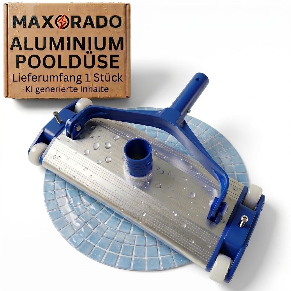 Poolbürste Profi 35cm extra schwer mit 38mm Sauganschluss aus Aluminium mit 4 Rädern, Schwere Pool Bodensaugerbürste Bodensauger für Aufstellpo...