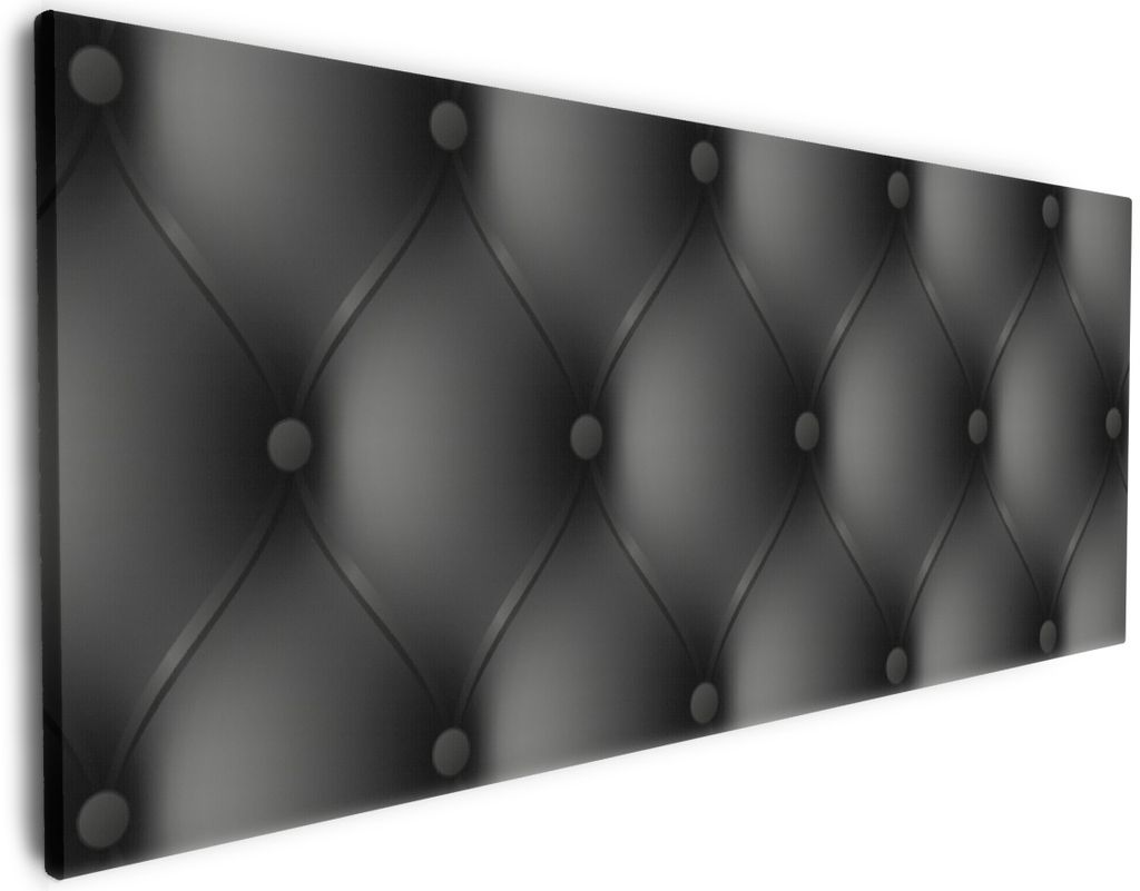 Wallario Premium Leinwandbild Schwarze Ledertür in Größe 80 x 200 cm