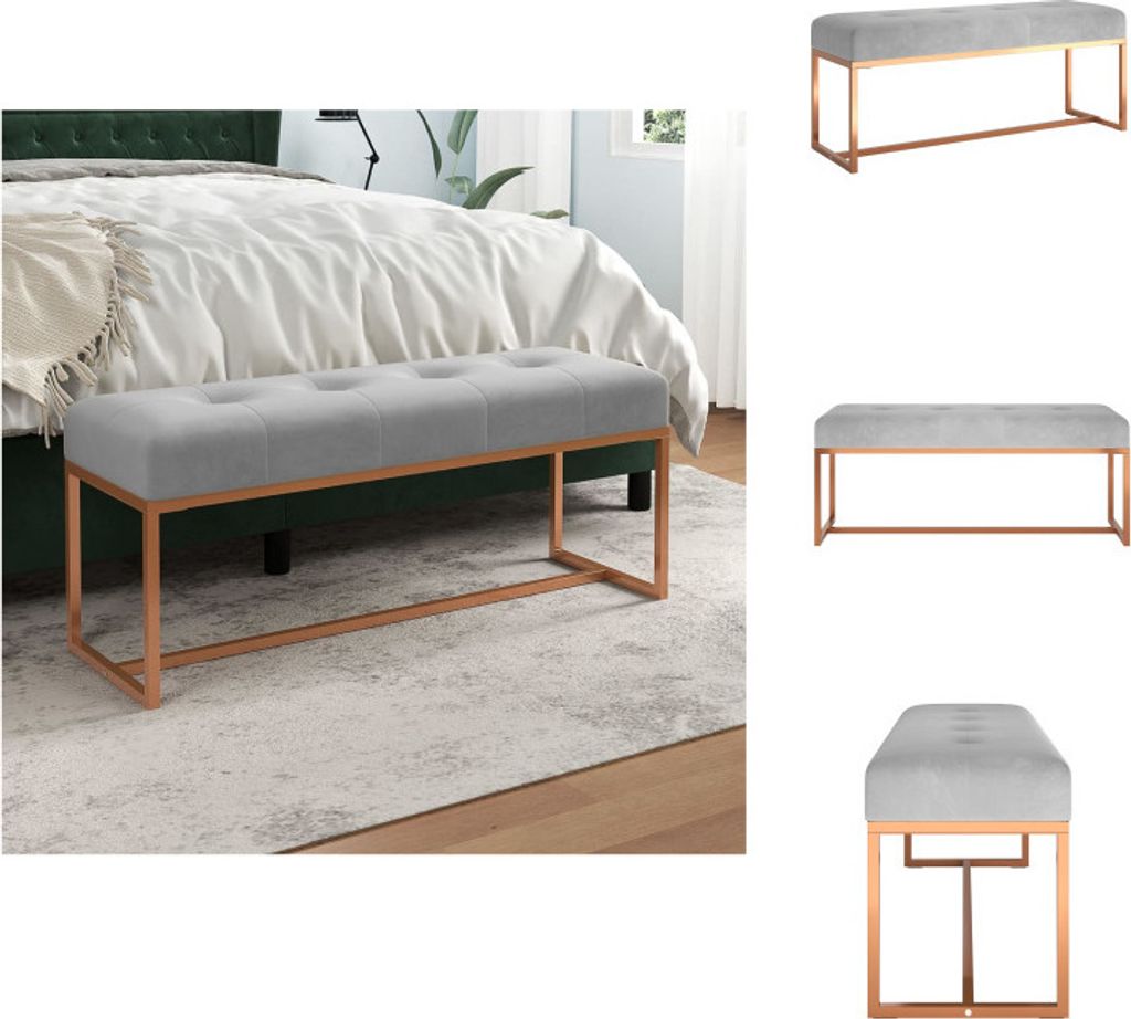 vidaXL Sitzbank Grau 110x36x45 cm Samt - Truhen- & Flurbänke