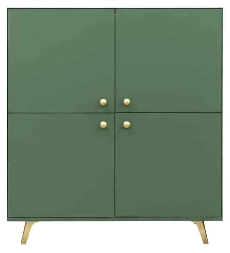 Masseno Kommode GALIO 140 cm Sideboard mit Schubladen und 4 Türen für Wohnzimmer Schlafzimmer Modern 140x41x86 cm Grün