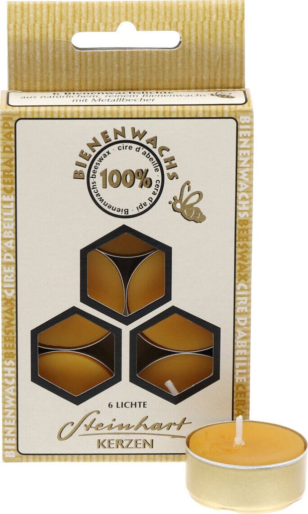 100% Bienenwachs Teelichte in Aluhülle 6er-Pack Produktbild 