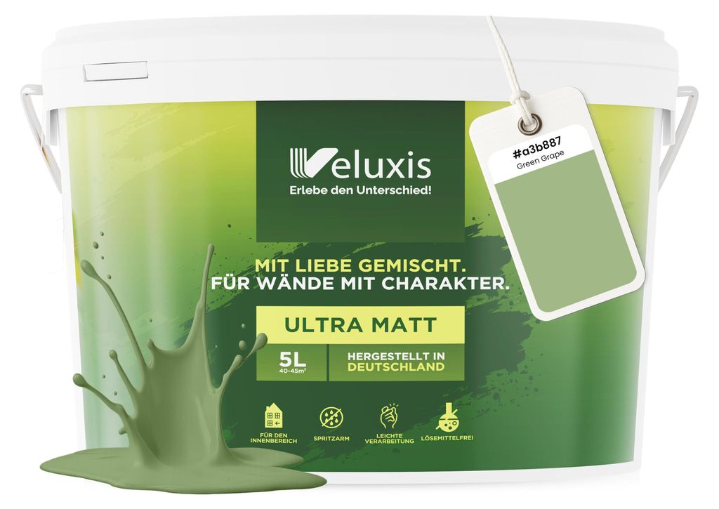 Wandfarbe Grün Salbeigrün Gelb Matt Innenfarbe – Deckkraft Produktbild 