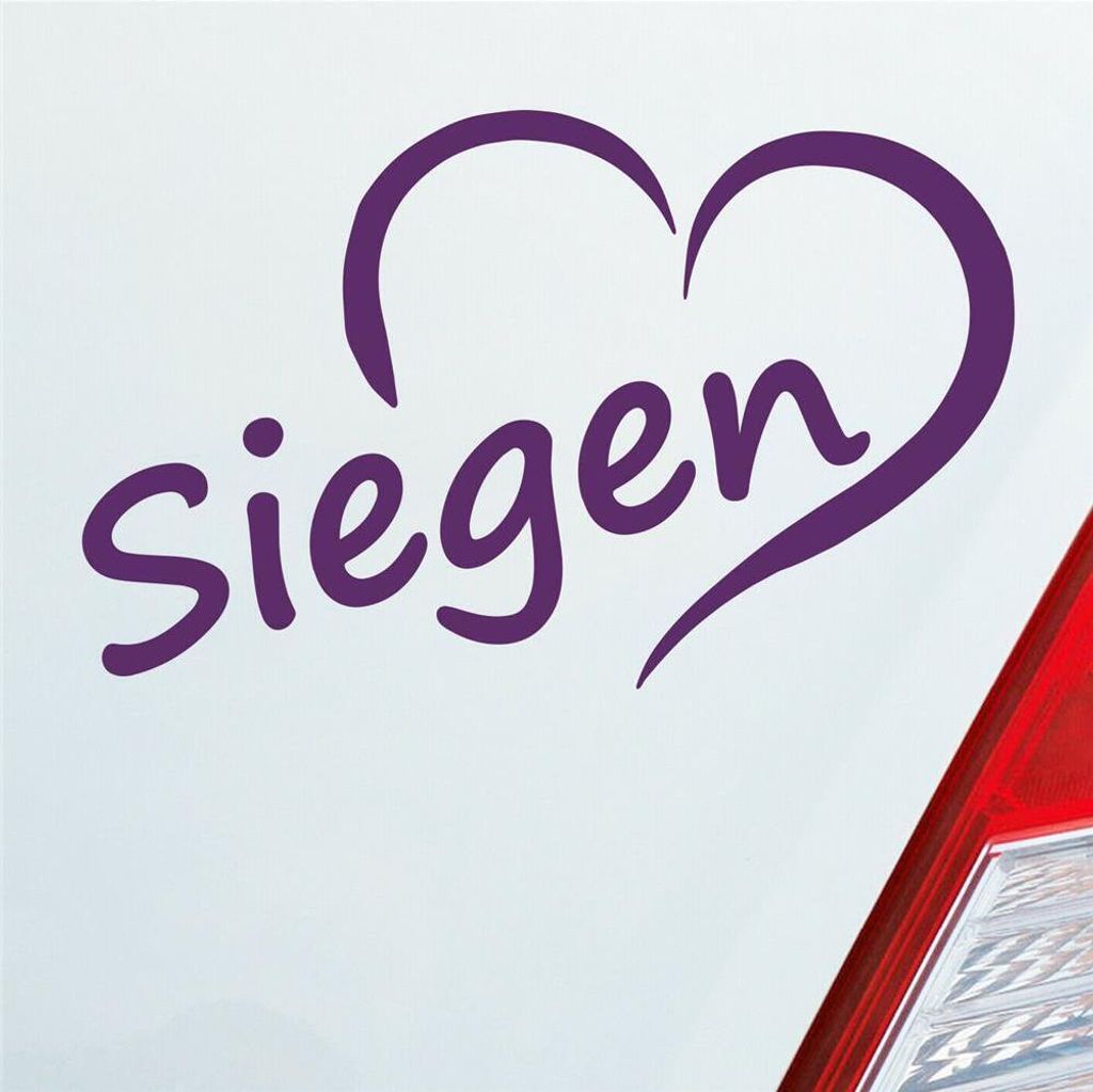 Auto Aufkleber Siegen Herz Stadt City Love Liebe Heimat 13,5x8 cm Lila Sticker Heckscheibenaufkleber