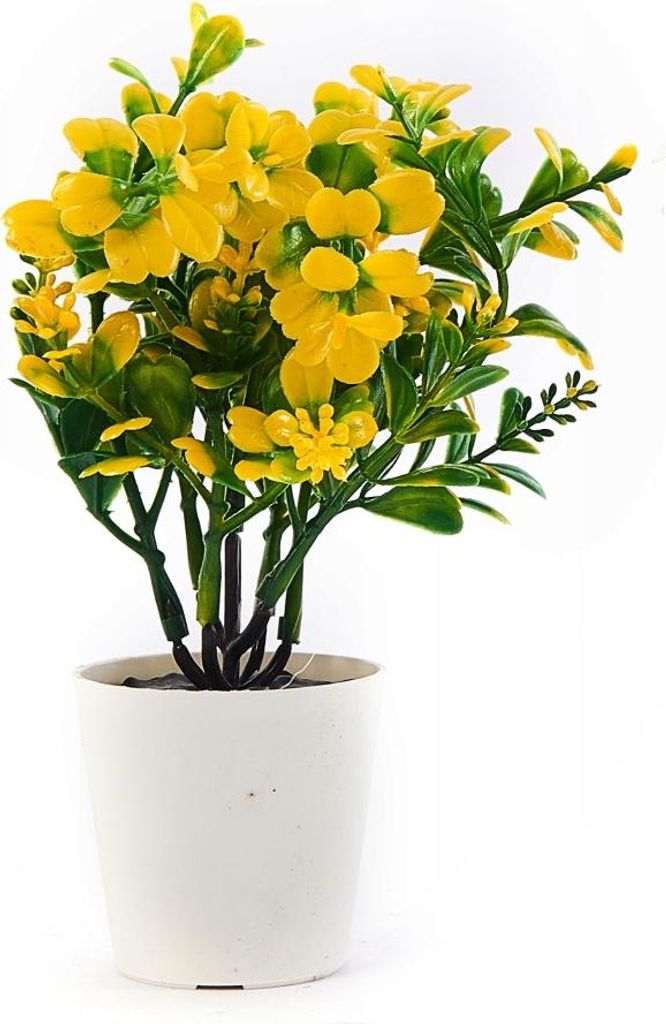 Kunstblume im Topf 18cm - Dekorative Kunstpflanze wie echt - Pflegeleichte Tischdeko Wohnzimmer