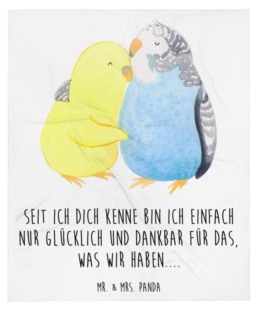 Mr. & Mrs. Panda Bettdecke Wellensittich Liebe - Weiß - Produktbild 