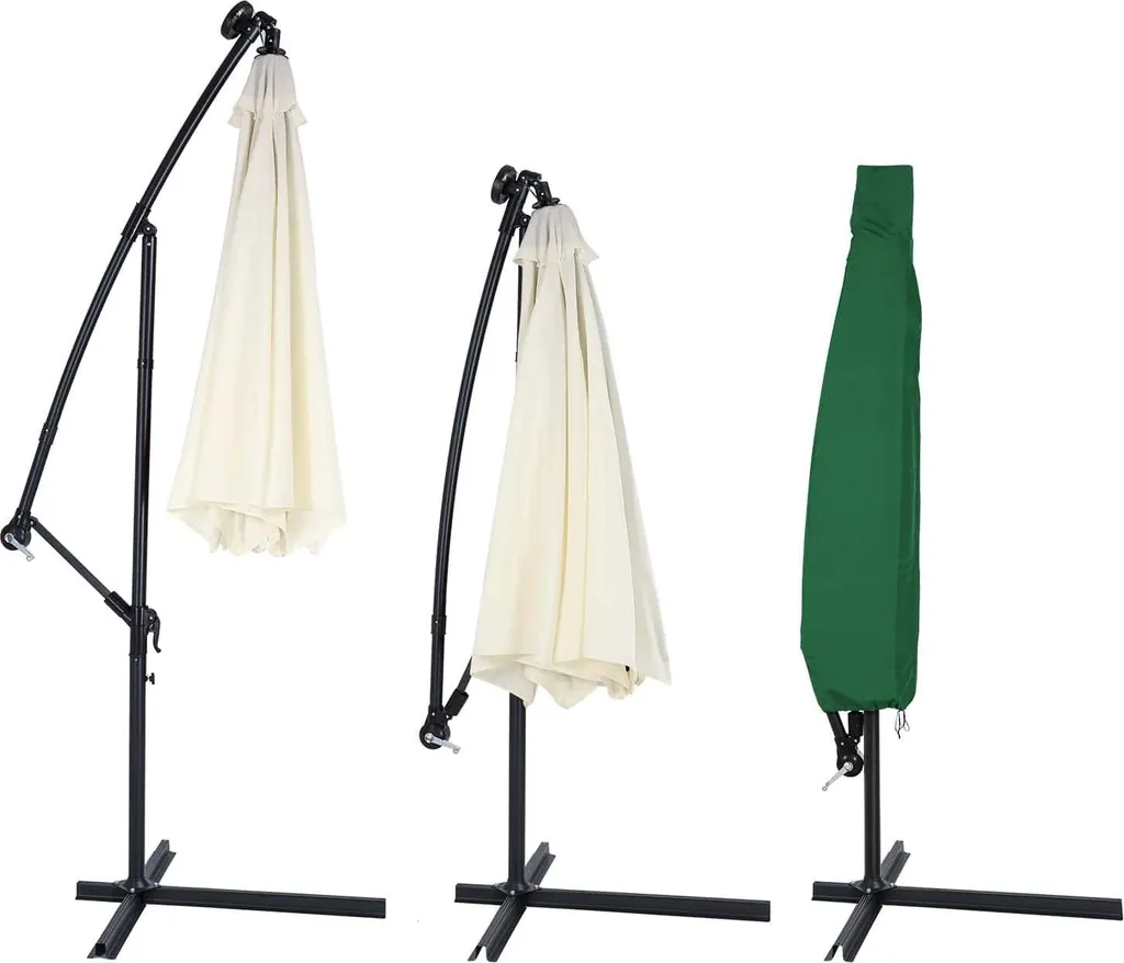 Protection parasol 3m en polyester vert imperméable avec zip de serrage - 8
