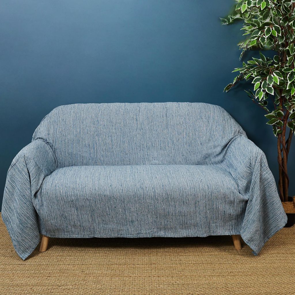 Sofadecke in Entenblau, 170 x 250 cm