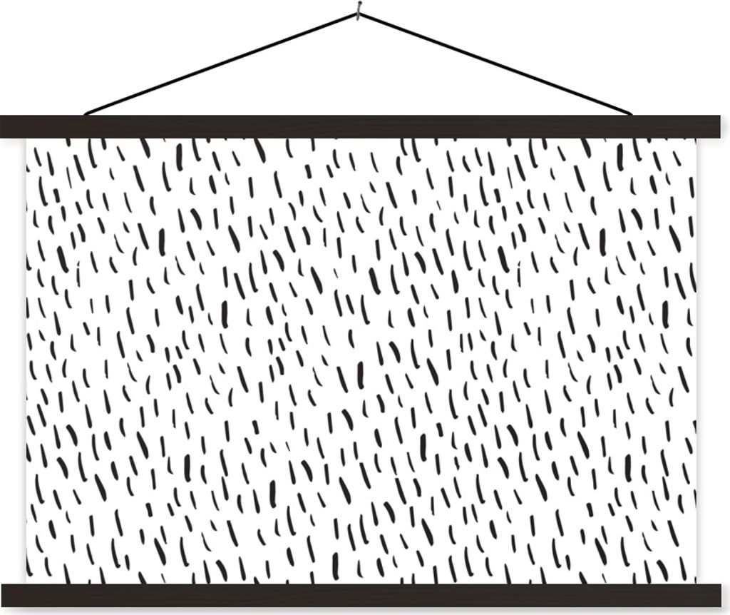 MuchoWow Textilposter Sommer - Regen - Schwarz - Weiß 60x40 cm mit schwarzem Rahmen - Hölzernes