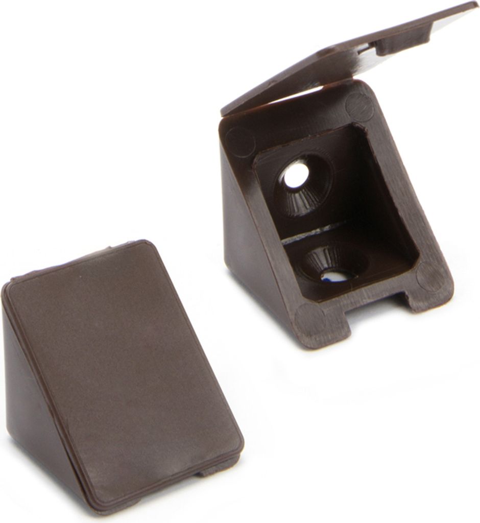 100x sossai BT1 2-Loch Korpusverbinder in Braun 30mm mit Abdeckklappe Möbelverbinder Eckverbinder