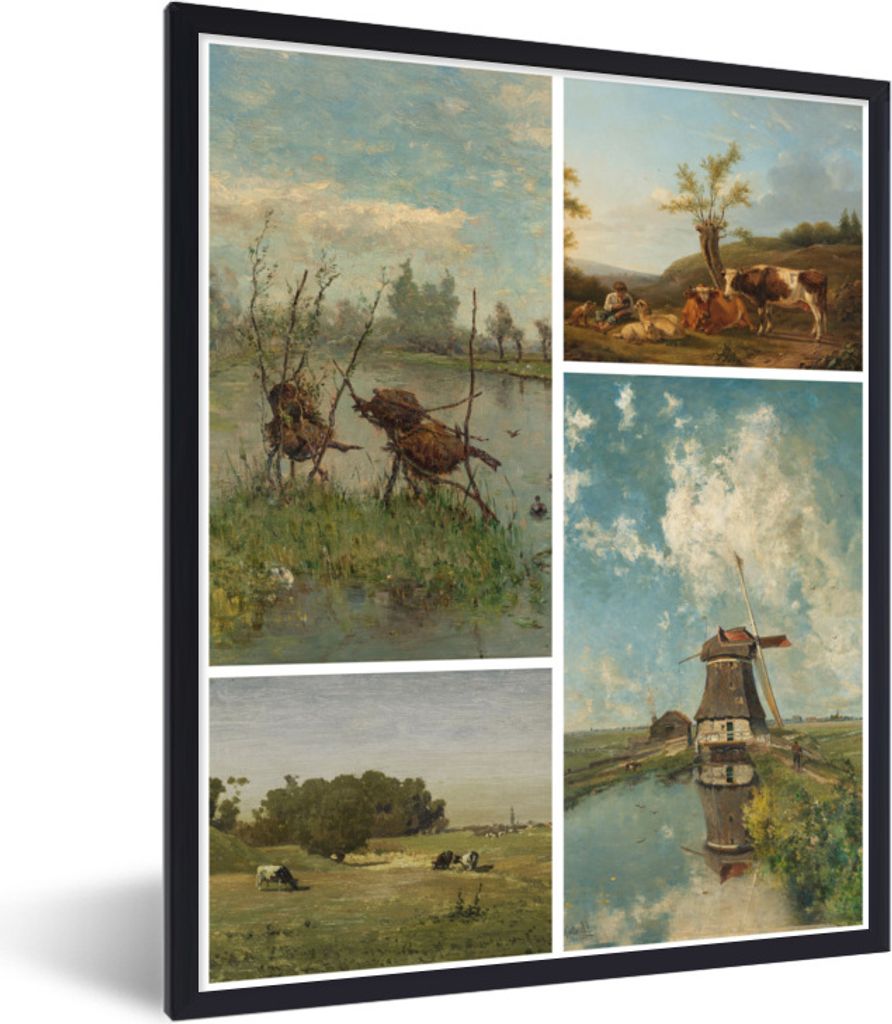 MuchoWow Gerahmtes Poster Kunst - Niederlande - Collage 30x40 cm - Poster mit Schwarzem Bilderrahmen Wandposter Rahmen Foto Bilder - Wanddeko - K...