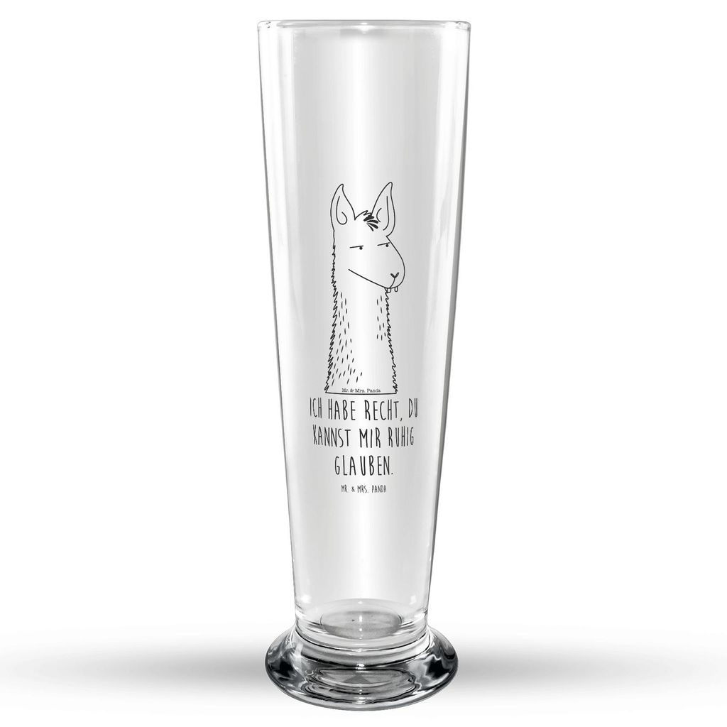 Mr. & Mrs. Panda Bier Glas Lamakopf Genervt - Transparent - Geschenk, Lama, Bierbecher, Glasbierglas, Lamas, Trinkglas, Freundin, Büro, Azubi, Gla...