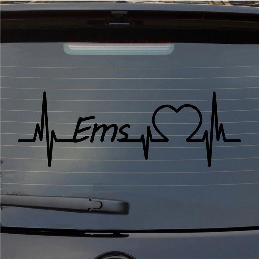 Heckscheibenaufkleber EMS Herzschlag Puls Fluss River Wasser Liebe 55x18 cm Schwarz Glanz Auto Aufkleber Sticker