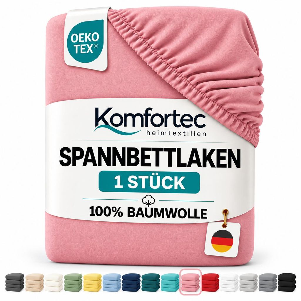 Komfortec Jersey Spannbettlaken 180x200 cm, 100% Baumwolle, Produktbild 