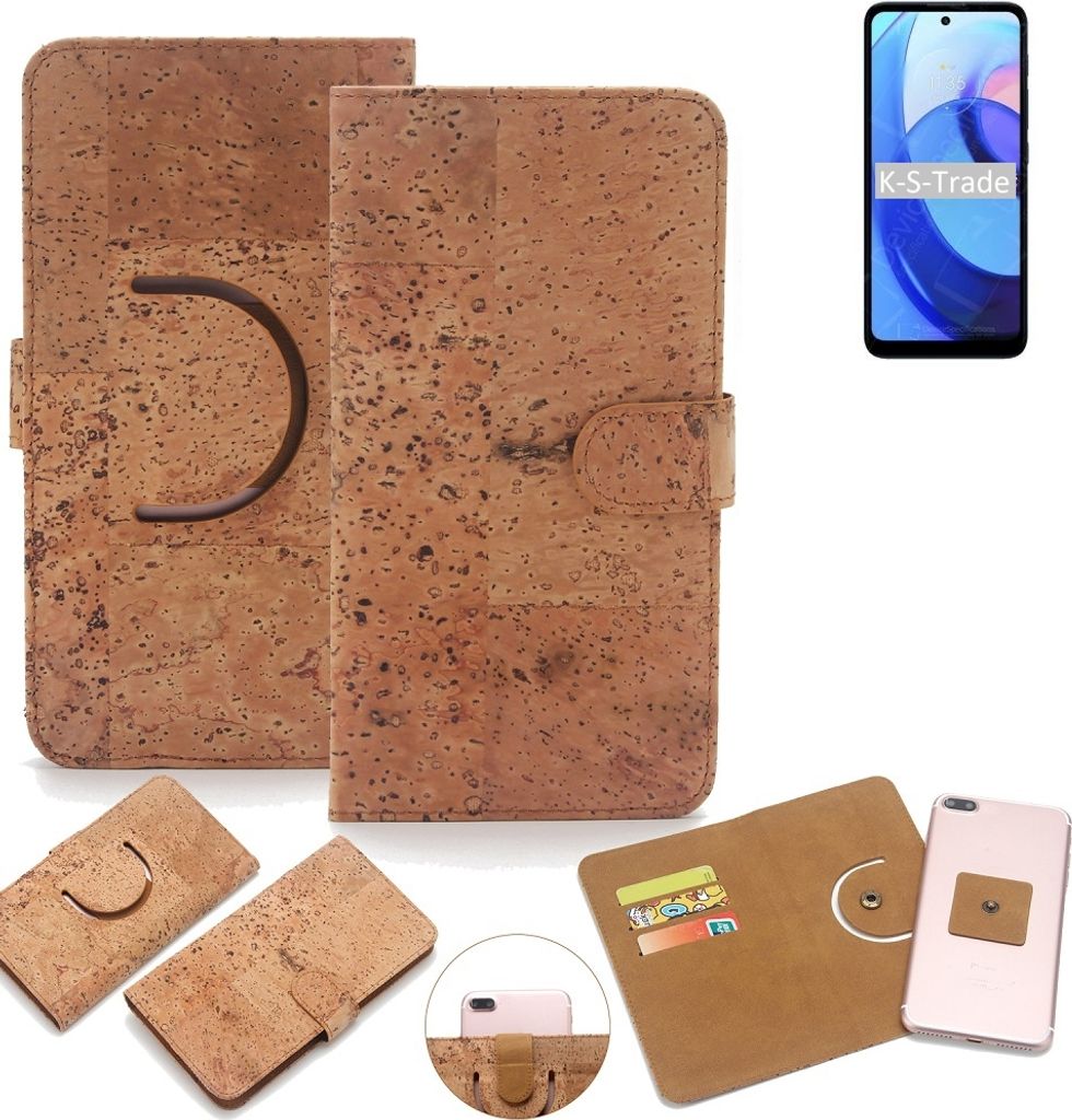 K-S-Trade Handy Hülle Schutz Hülle kompatibel mit Motorola Moto E30 Handyhülle Schutzhülle Korkhülle Kork-Hülle 1x