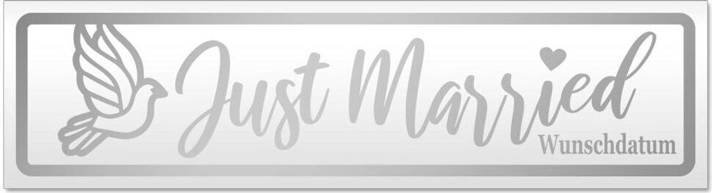 Kiwistar Just Married Wunschdatum Magnetschild Schild magnetisch - 60cm Silber - Magnetfolie für Auto PKW Kfz