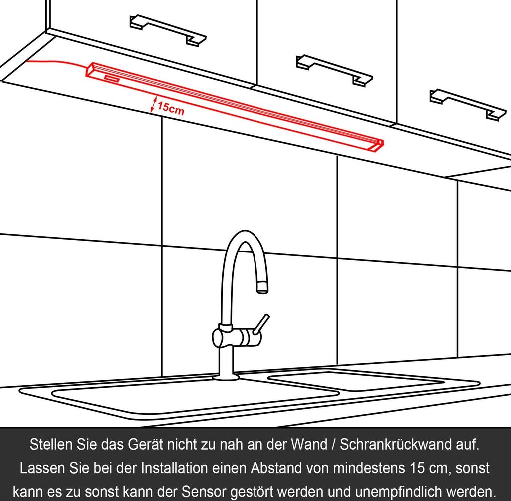 40cm LED Unterbauleuchte Warmweiß mit Sensor, 6W Produktbild 5