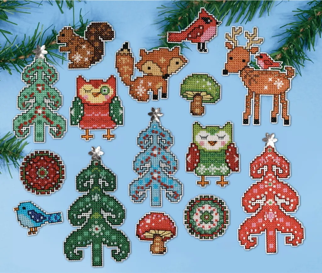 Design Works Forest Friends Christmas Ornaments Cross Stitch Set 15