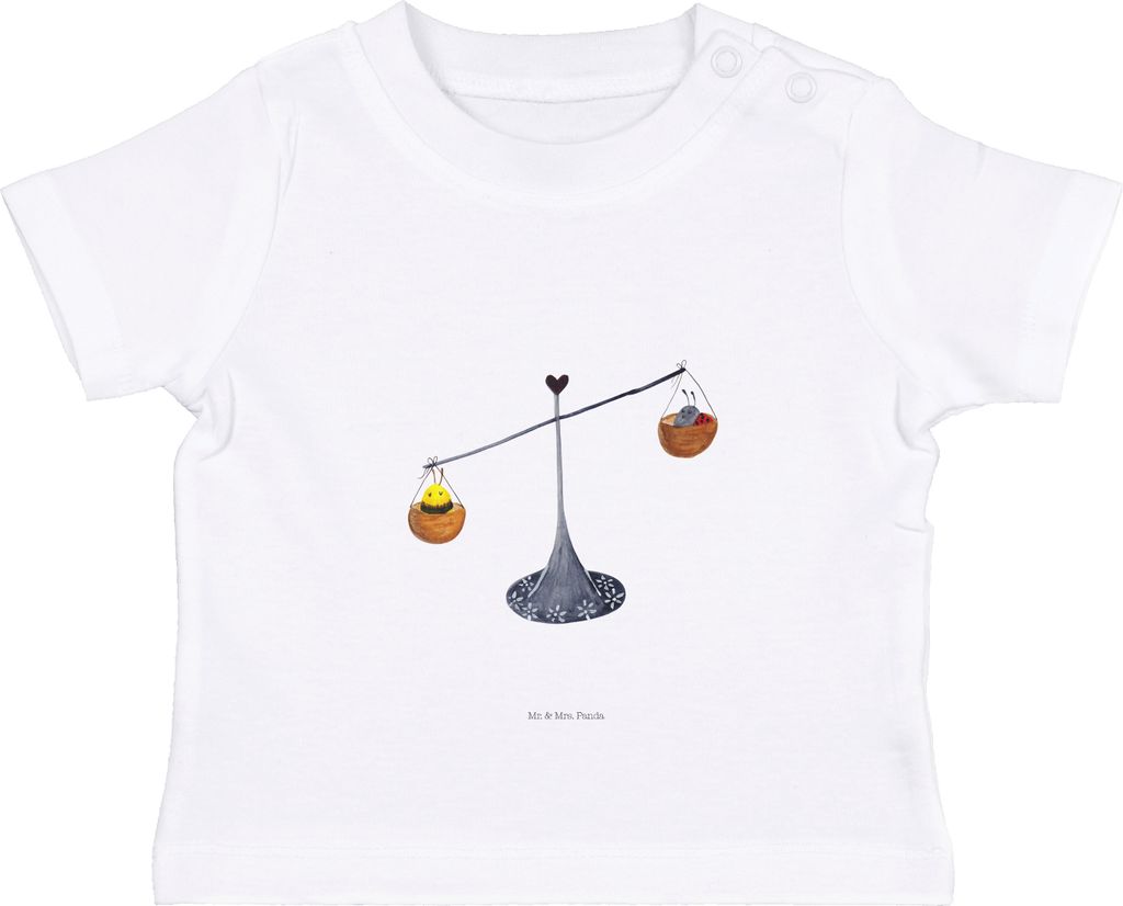 Mr. & Mrs. Panda T-Shirt Sternzeichen Waage 0. - 6. Monat - Weiß - Geschenk, Hummel, Baby Baumwollshirt, Kinder, Biene, Marienkäfer, Gleichgewich...
