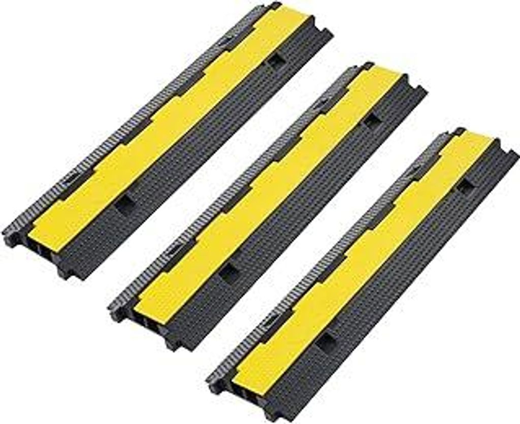 CREWORKS Kabelbrücke Boden Kabelbrücken 3 Stück 2 Kanal Überfahrschutz für Kabel Kabelkanal Boden Kabelabdeckung Boden 100x25x5cm 5T Kabelschu...