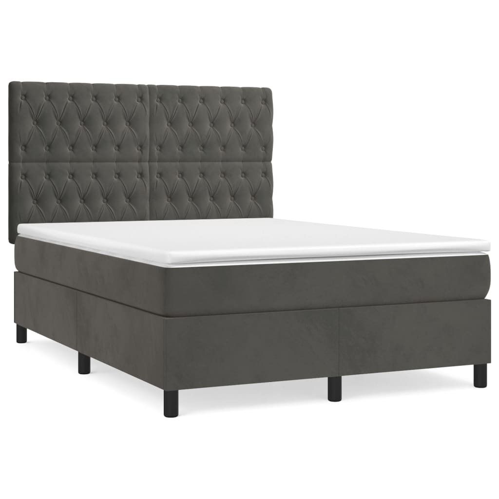 "Winteraktion" Boxspringbett mit Matratze Dunkelgrau 140x190 cm Samt - Klassische Betten CC6395