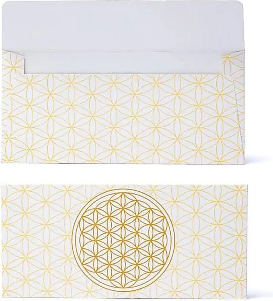 Enveloppe Carte Cadeau 19x9cm Fleur de Vie : Packaging Cadeau Chic x10