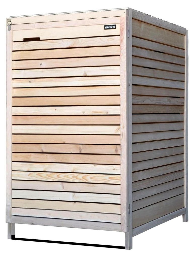 Mülltonnenbox Adria24 Mülltonnenverkleidung Holz naturbelassen 120L - 240L vormontiert mit Rückwand (1 Tonne)