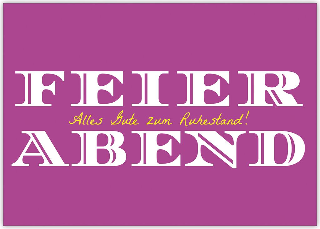 4x Elegante Renten Karte: Feierabend! Alles Gute zum Ruhestand!
