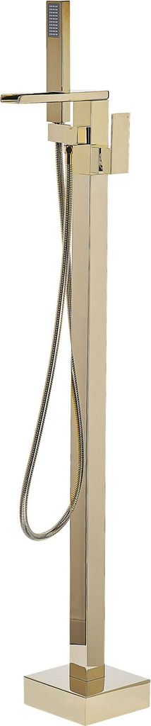 BELIANI Badewannenarmatur Freistehend glänzend Gold futuristische gerade Form Edelstahl mit Enhebelhandmischer und Standhandbrause Modern Zeitlos