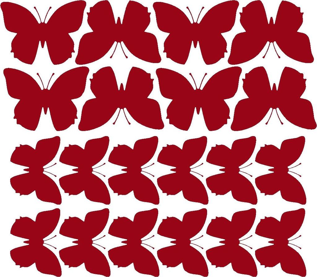 Schmetterlings-Wandaufkleber, große Aufkleber, 20 Stück, dunkelrot glänzend