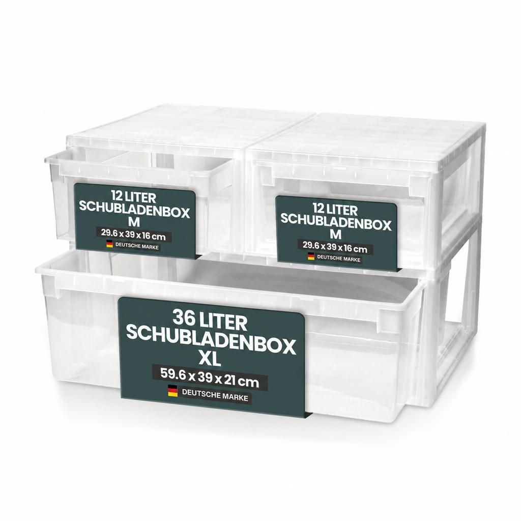 Set: 2 x Schubladenboxen Größe M mit Nutzvolumen 12 Liter Produktbild 