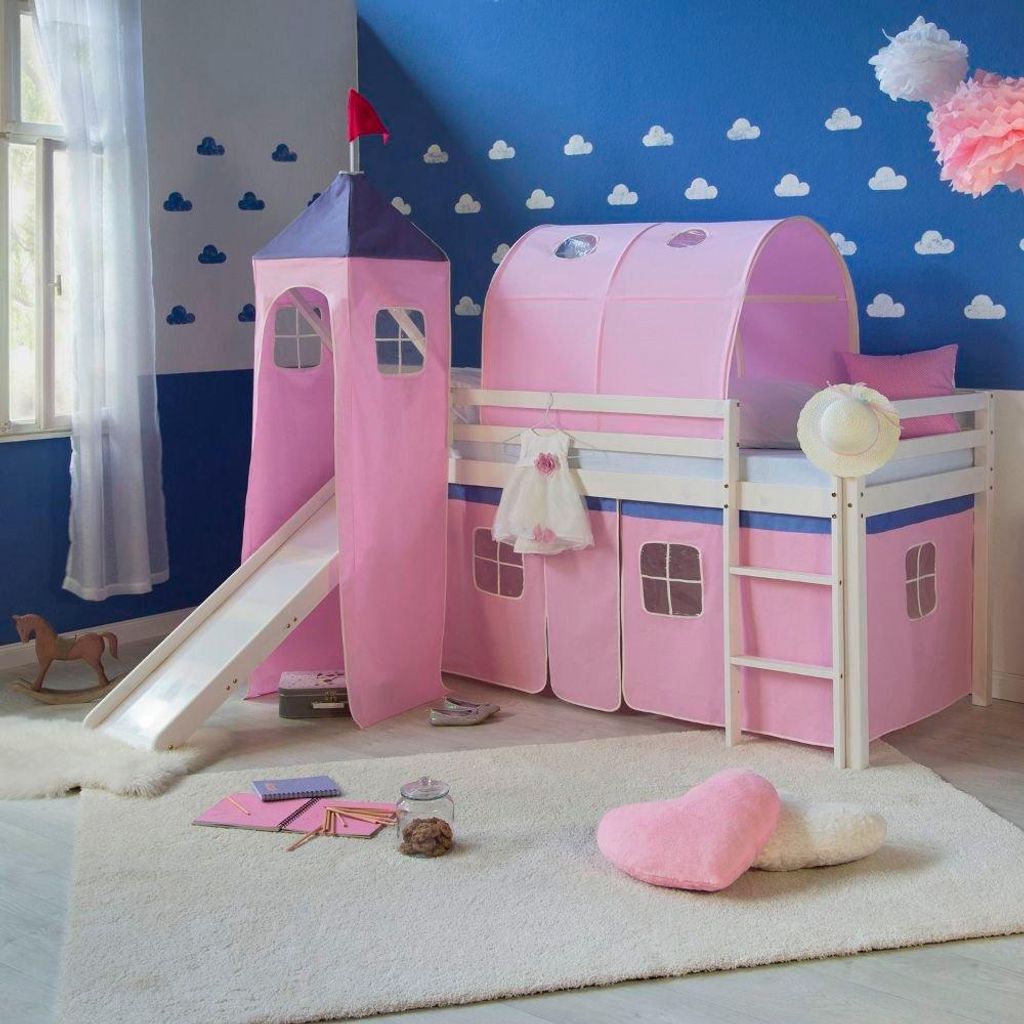 Homestyle4u Kinder Hochbett Mit Rutsche Leiter Turm Tunnel Produktbild 