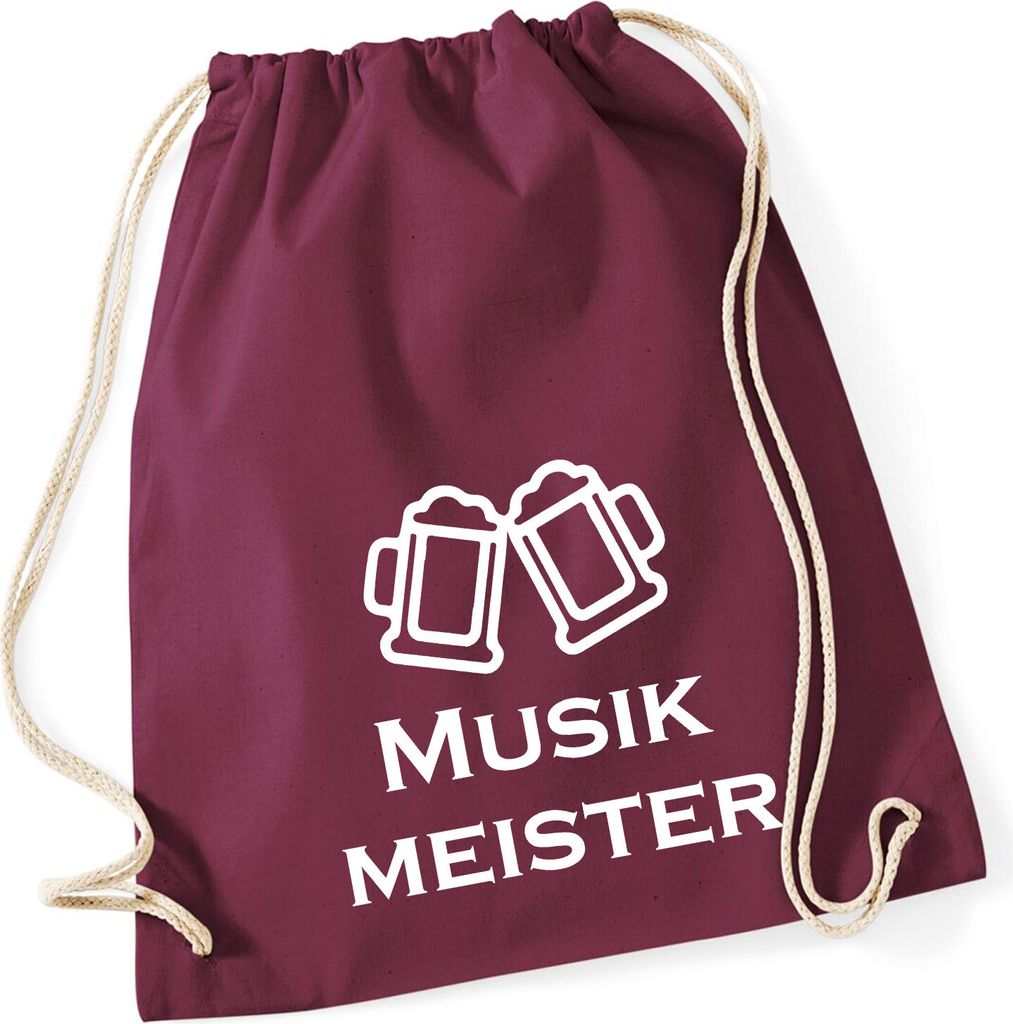 Huuraa Turnbeutel Musikmeister Spielmanszug 12 Liter Burgundy Baumwolle Rucksack Geschenkidee