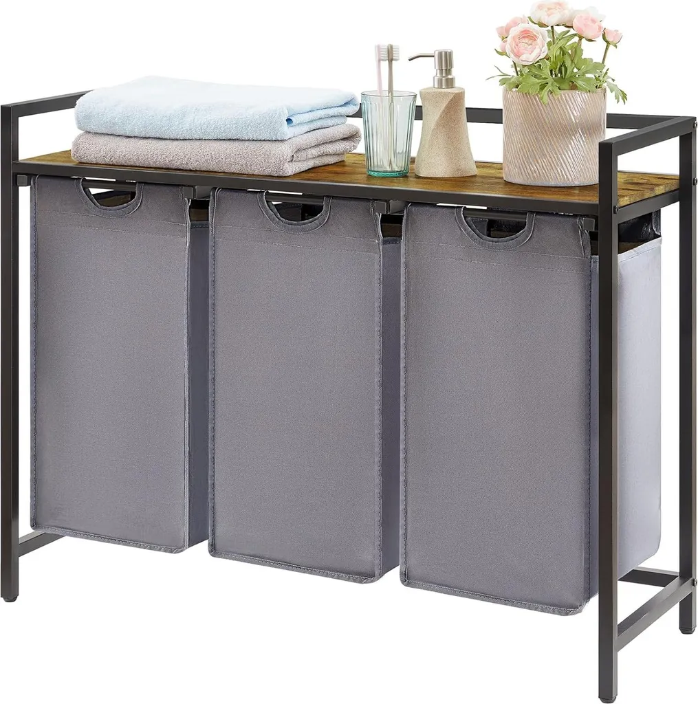 Organisateur de linge pour buanderie 3 compartiments gain de place