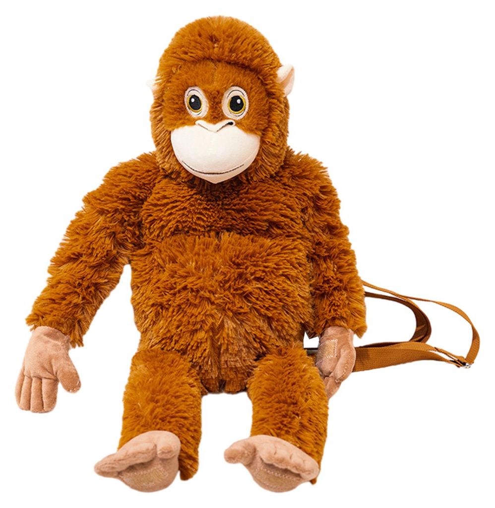 Realistisches Gorilla-Plüschtier, weicher Stoffaffe mit beweglichen Gliedmaßen und detaillierten Fingern, wandelbarer Rucksack, Schultertasche, k...