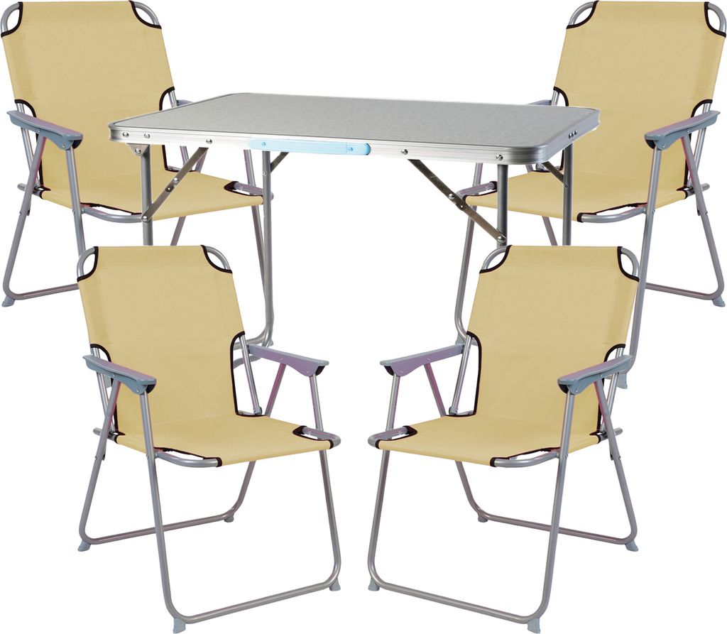5-teiliges Campingmöbel Set Alu L70xB50xH59cm beige