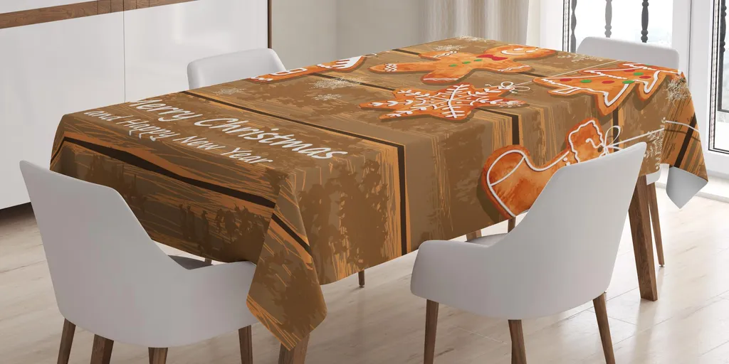 Tovaglia Natale ABAKUHAUS Biscotti Pan di Zenzero 140x170 Marrone