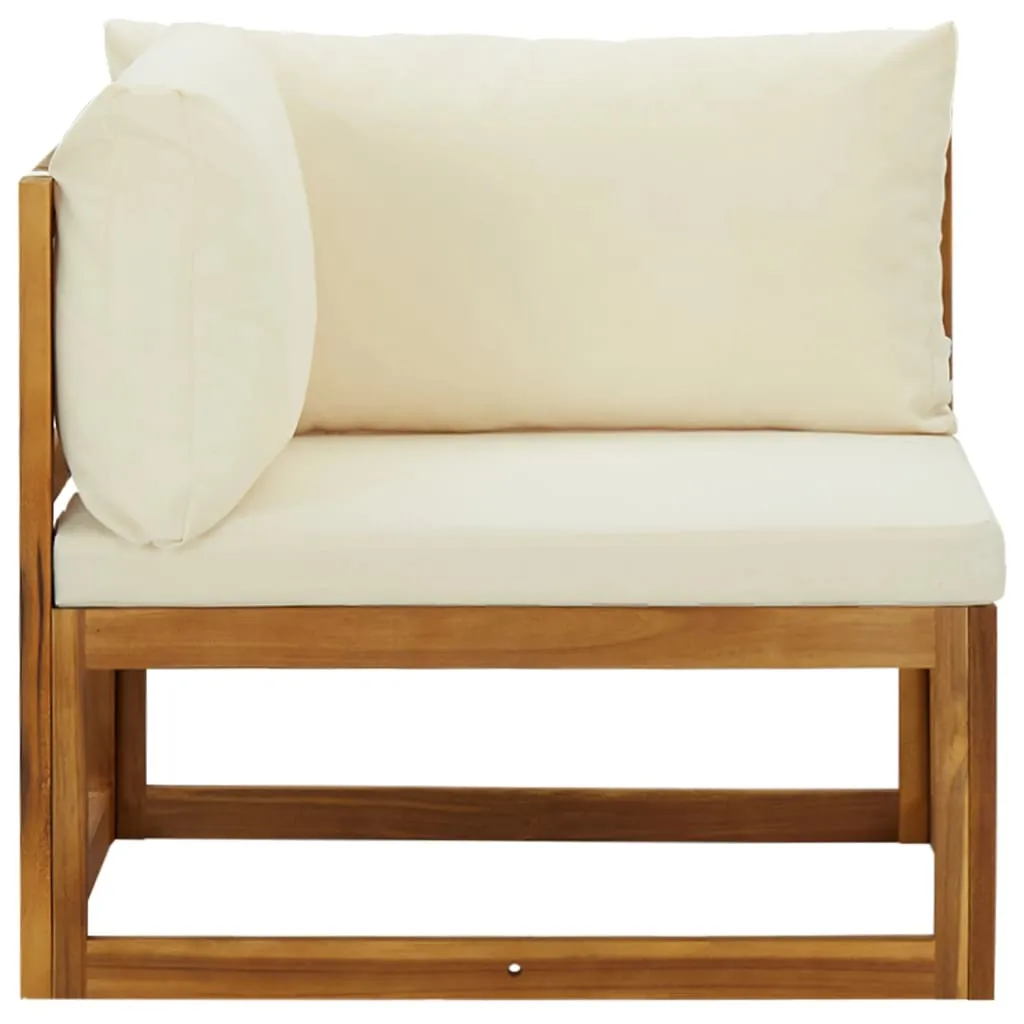 Canapés d'angle modulables blanc crème et coussins moelleux pour jardin