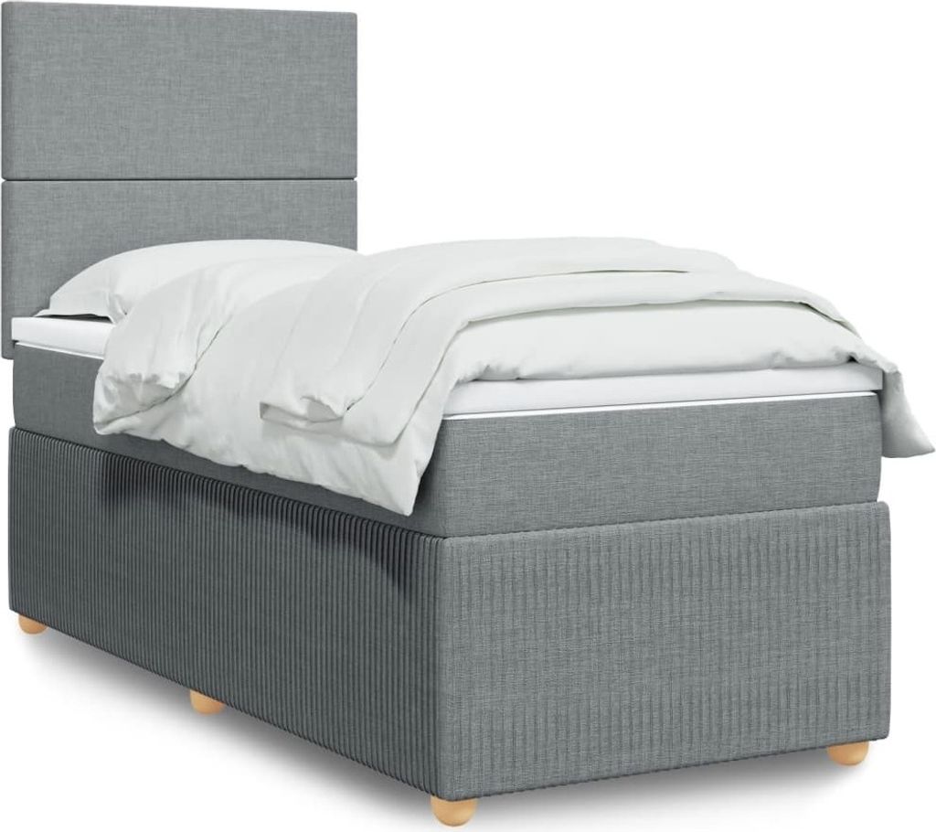 Maison Exclusive - Boxspringbett mit Matratze Hellgrau 90x200 cm Stoff