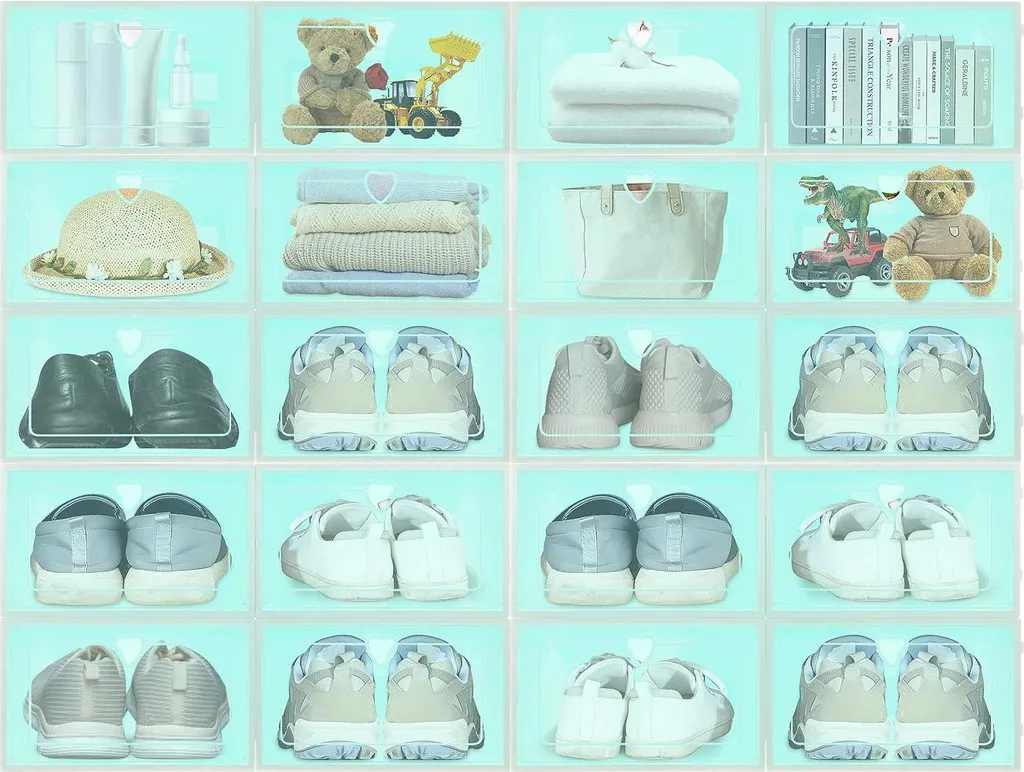 Lot de 20 boîtes à chaussures empilables grand format en plastique vert - 2