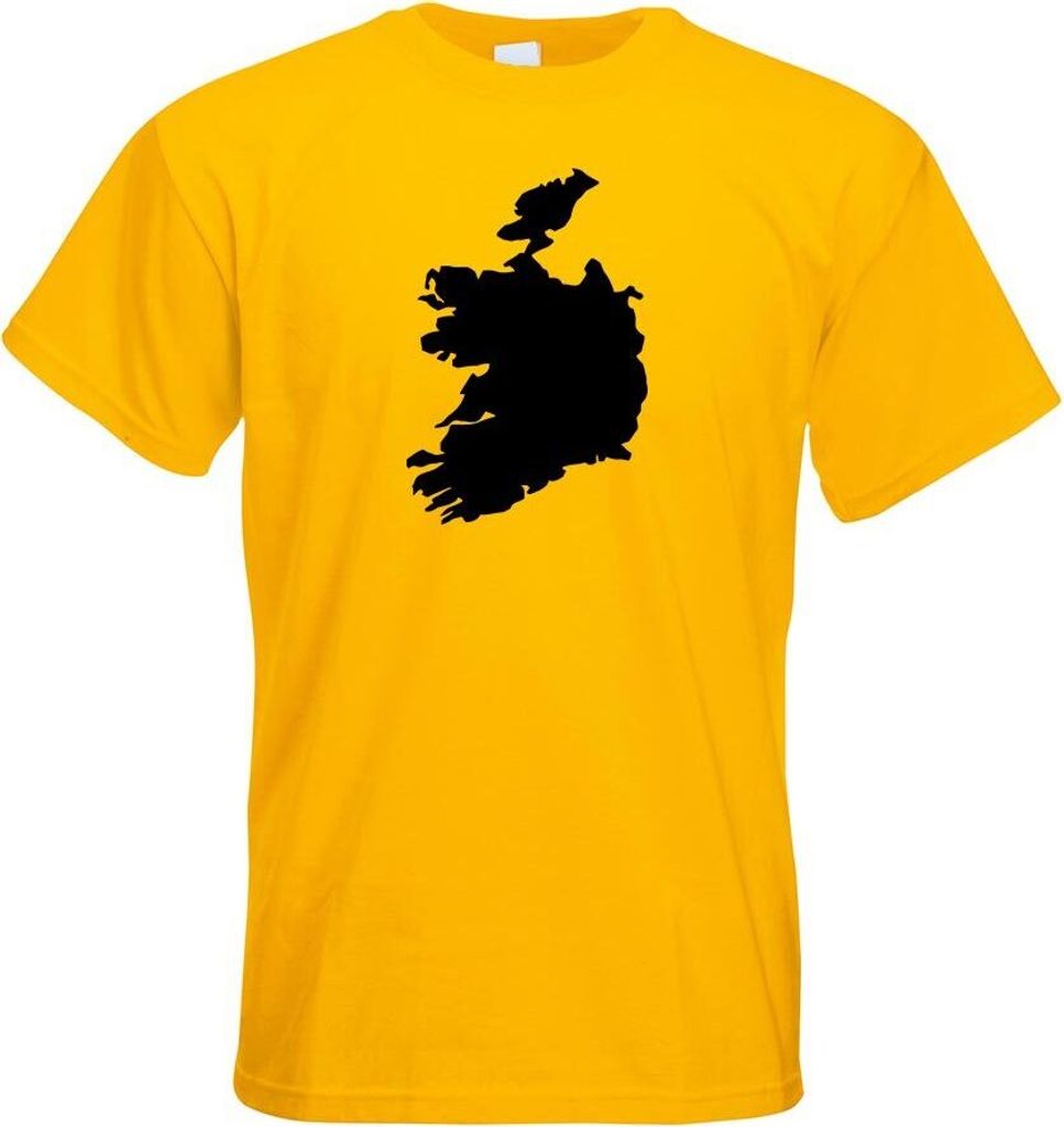Kiwistar - T-Shirt - gelb - Irland Umriss Kontur Herren Funshirt Bedruckt Design Sprüche Spruch Motive - mit Motiv Bedruckt - Funshirt Design - Sp...