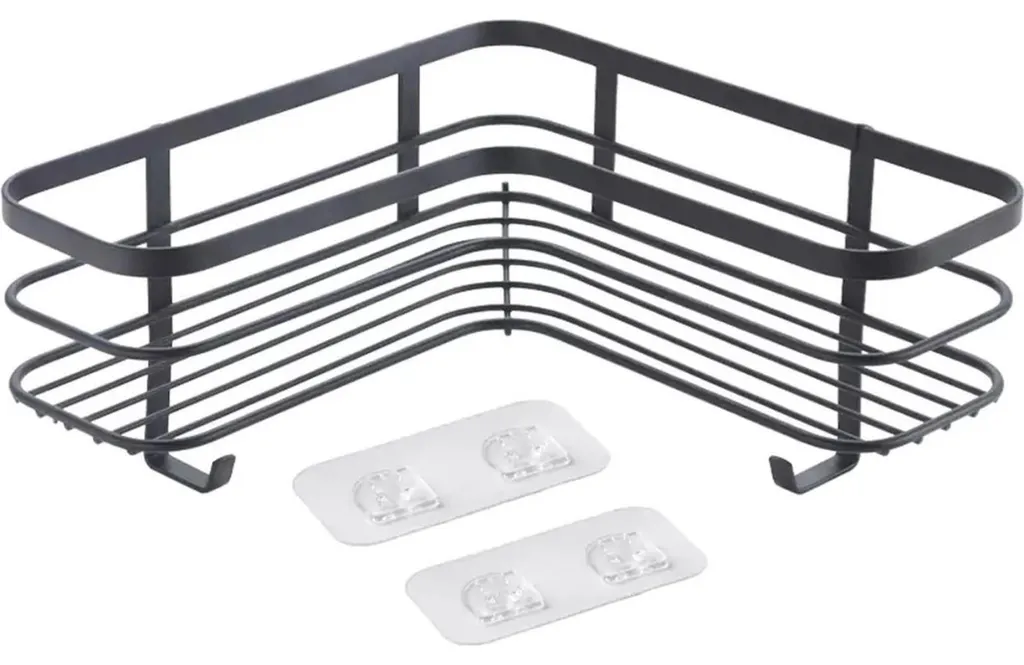 Metaltex 401144000 Origin Lava Étagère d'angle L 21x21x13 cm Noir Mat