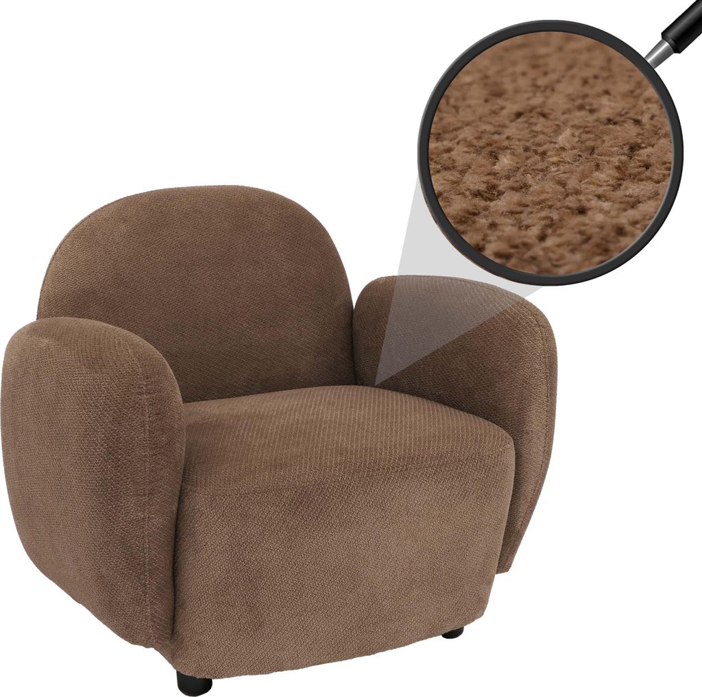 Sessel MCW-P33, Lounge-/Relax-/Cocktailsessel Polstersessel, Stoff/Textil Chenille (330 g/m²) braun