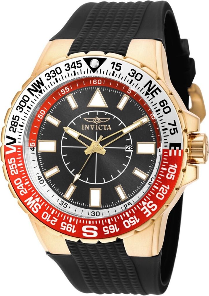 Invicta Aviator 19271 Herren uhr - Wasserdicht - Analog - Quarzuhrwerk - Edelstahl mit schwarzen zifferblat - 52mm