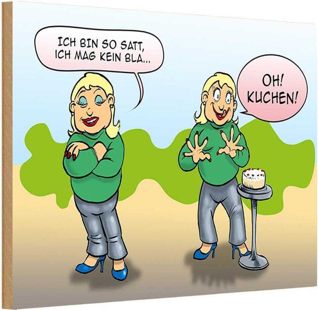 vianmo Holzschild 12x18 cm Ich bin so satt oh Kuchen Dekoration