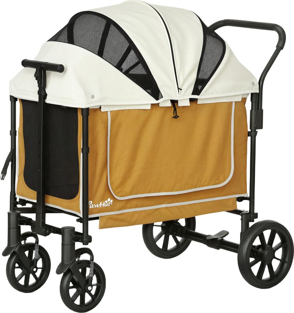 Hundewagen Hundebuggy klappbar für Hunde & Katzen bis 30 kg 110 x 65 x 102 cm Braun