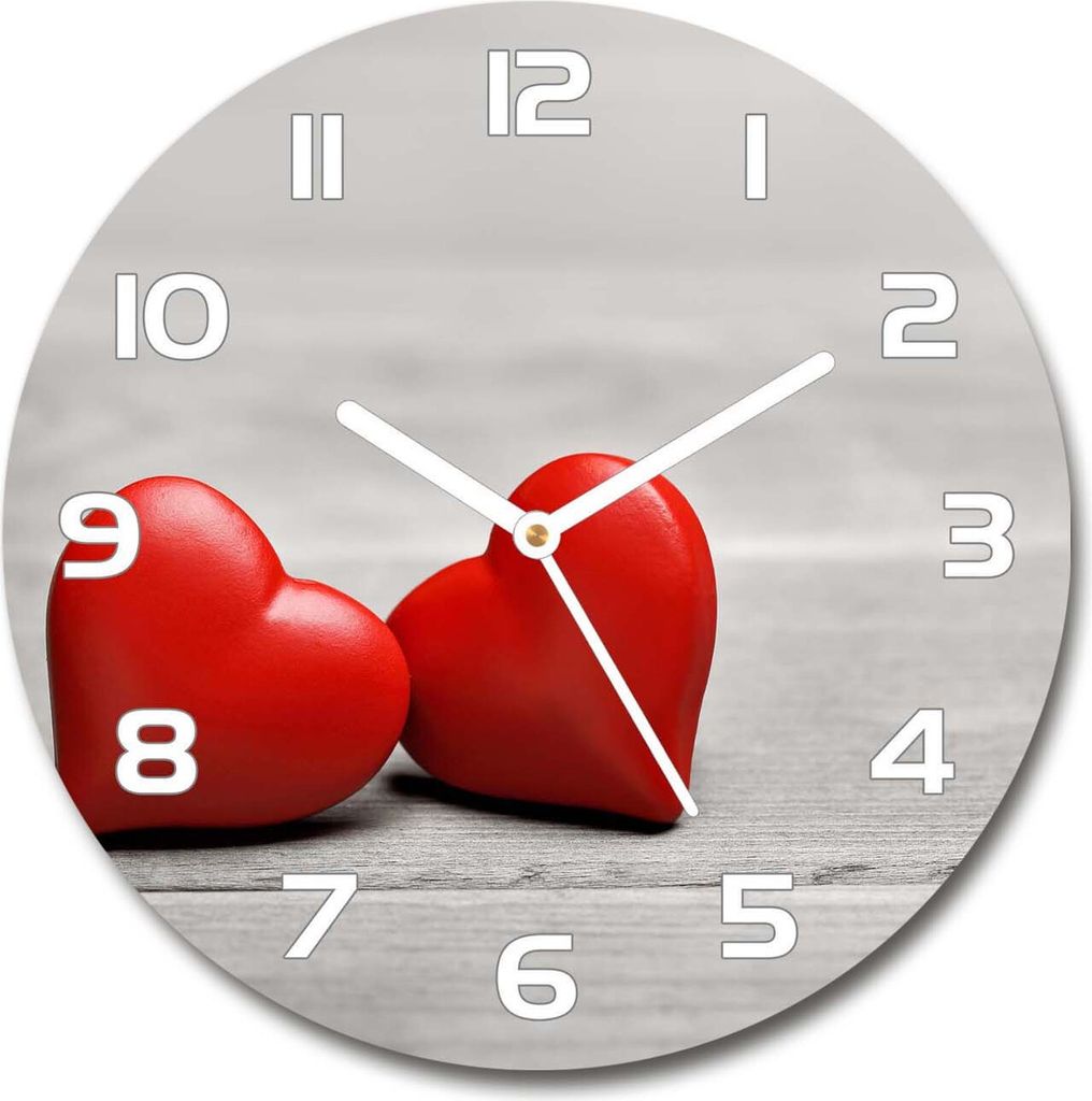 Wanduhr aus Glas 30fi Glasbild Glasuhr Gehärtetes Glas - weisse-zeiger - Hearts on the wood