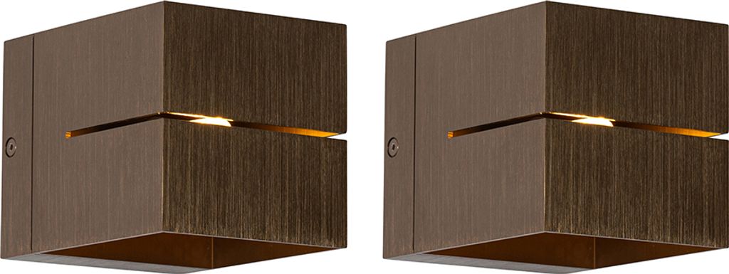 Set mit 2 Smart Wandlampen DunkelBronze 9,7 cm Inkl Wifi G9 Transfer Groove