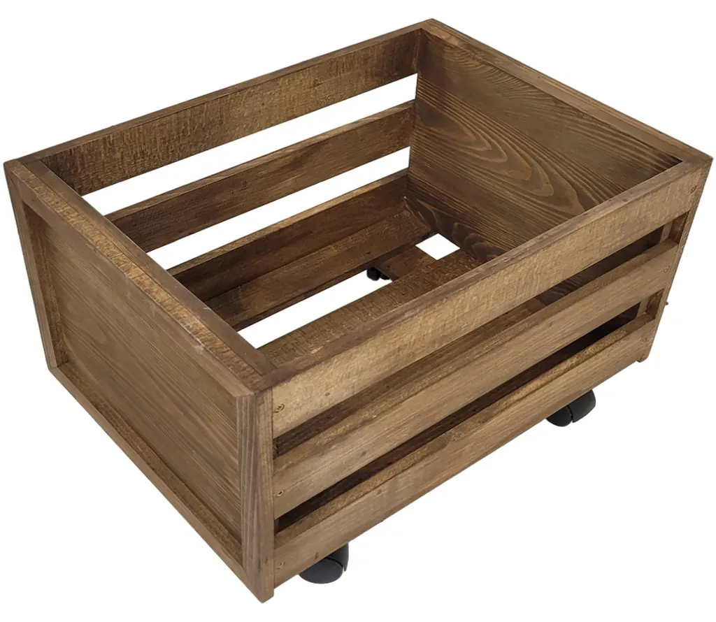 Meuble vinyle wengé sur roulettes, structure ajourée design minimaliste - 11