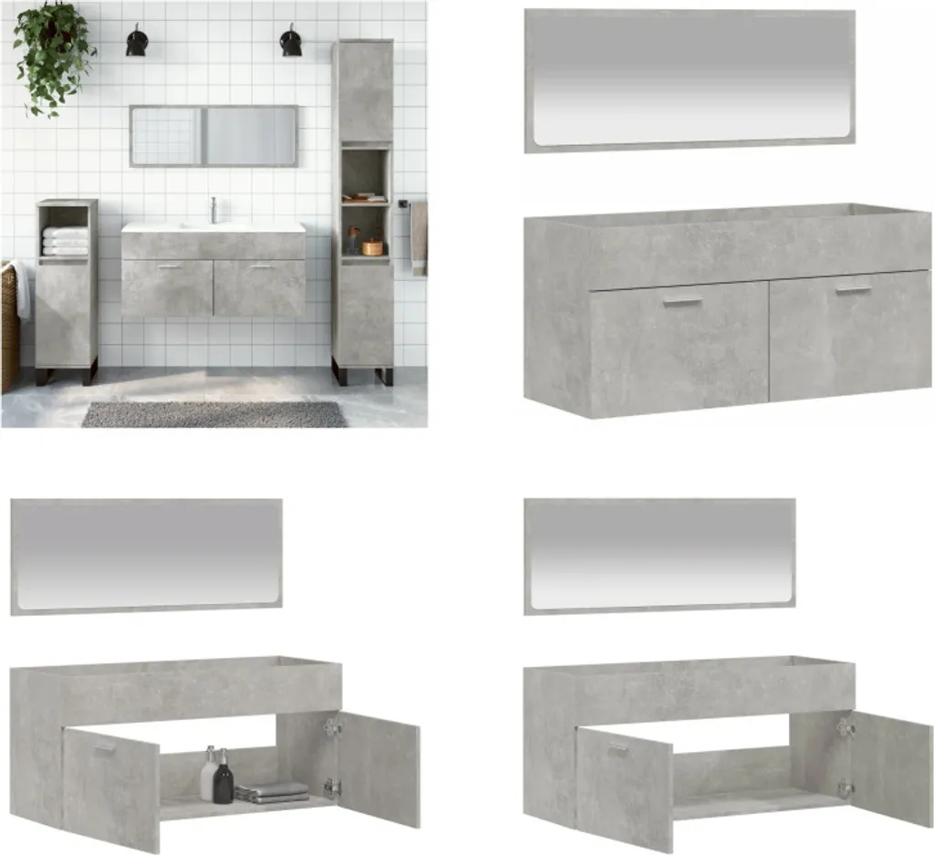 Specchiera Bagno Grigio Cemento vidaXL | Mobiletto Pensile Design